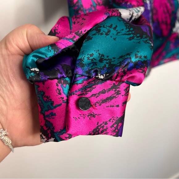 Vintage 80s/90s Abstract Print Two Piece Skirt Set – Bold Jewel Tones medium - Picture 3 of 11